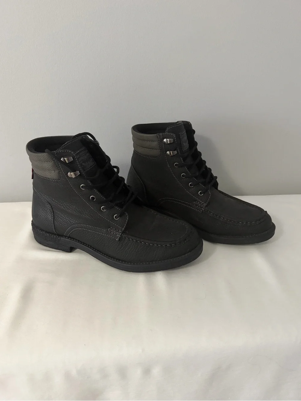 Levi's Men's Black Moc Toe Leather Lace-Up Boots